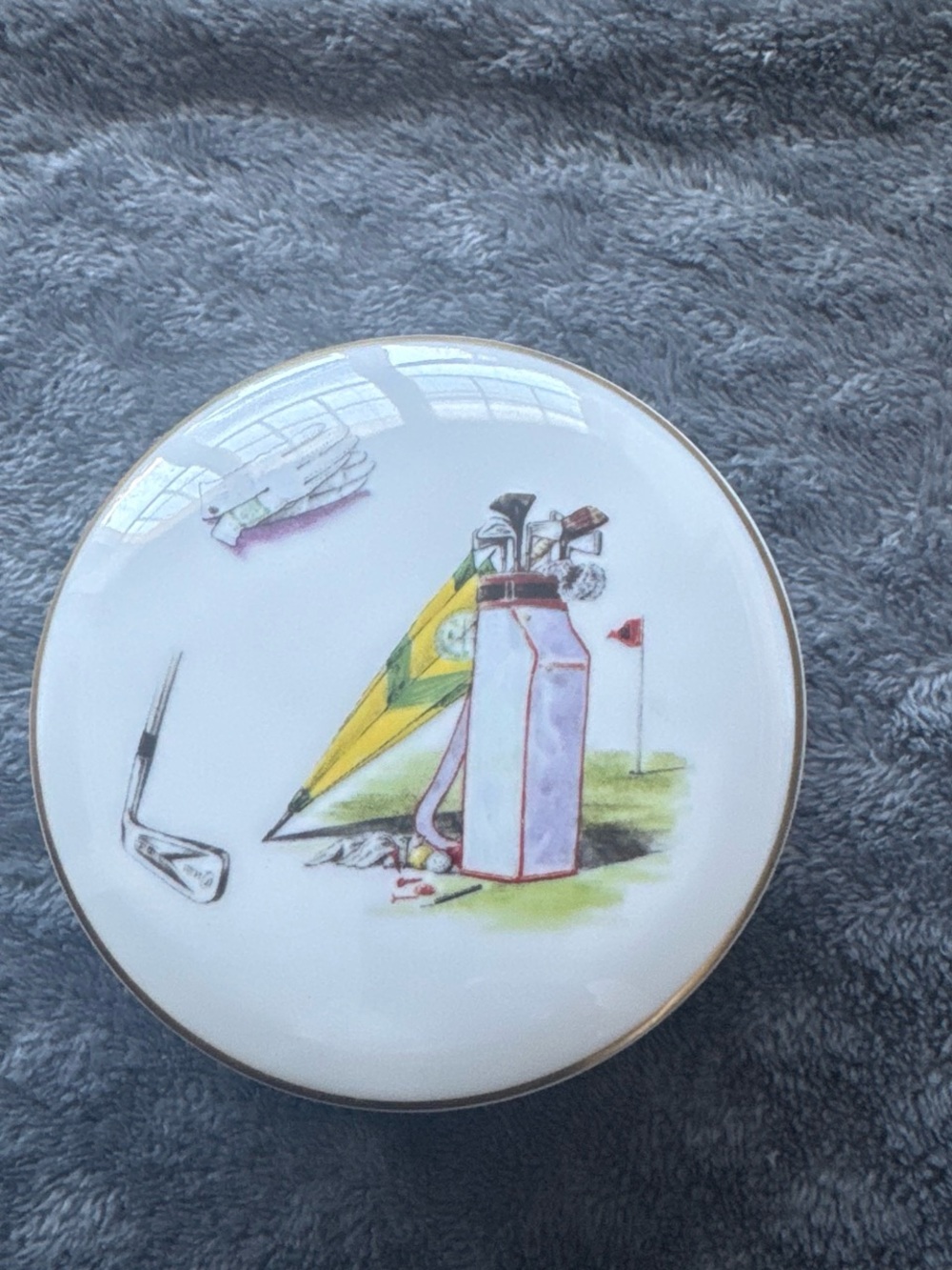 Vista Alegre White and Blue Porcelain Trinket Box with Sport Mark